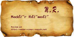 Madár Rómeó névjegykártya
